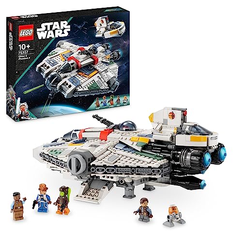 LEGO Star Wars Ghost & Phantom II Set mit 2 aus Bausteinen gebauten Ahsoka-Fahrzeugen, baubares Raumschiff-Spielzeug mit 5 Charakteren, darunter Jacen Syndulla und einer Chopper-Droidenfigur 75357